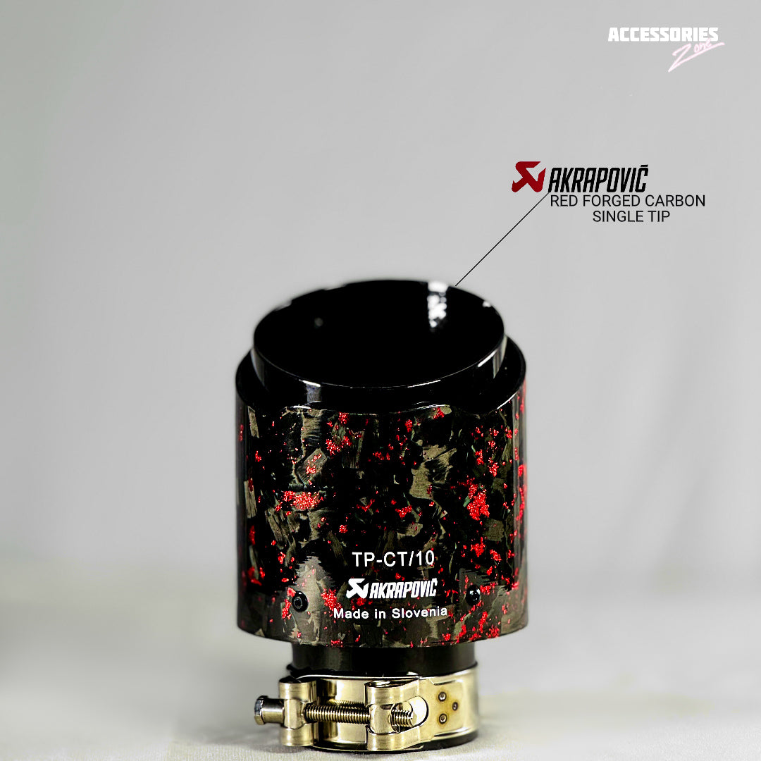 Single red forged carbon akrapovic tip