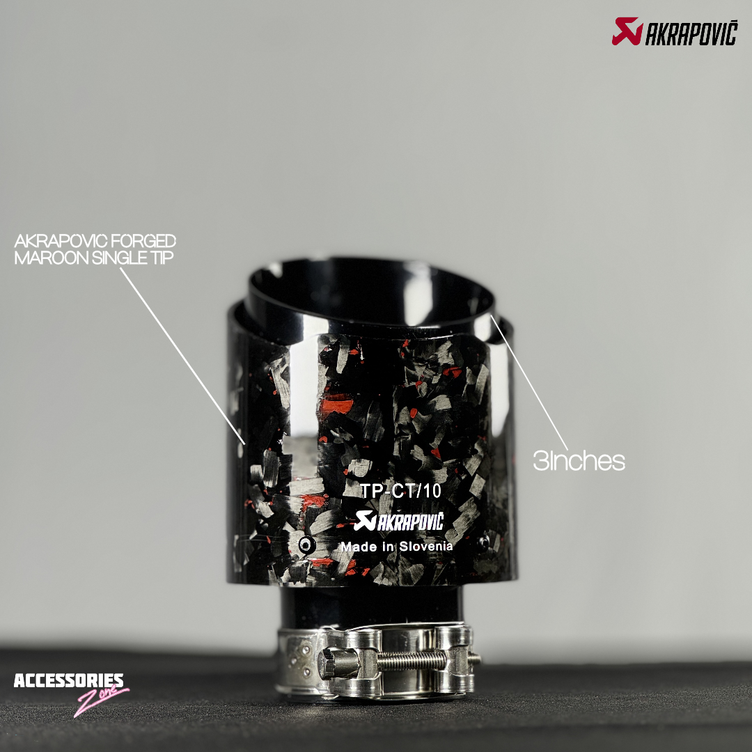 single maroon forged akrapovic carbon tip