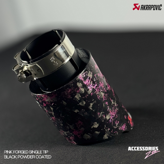 PINK FORGED CARBON AKRAPOVIC SINGLE TIP | POWDER COATED