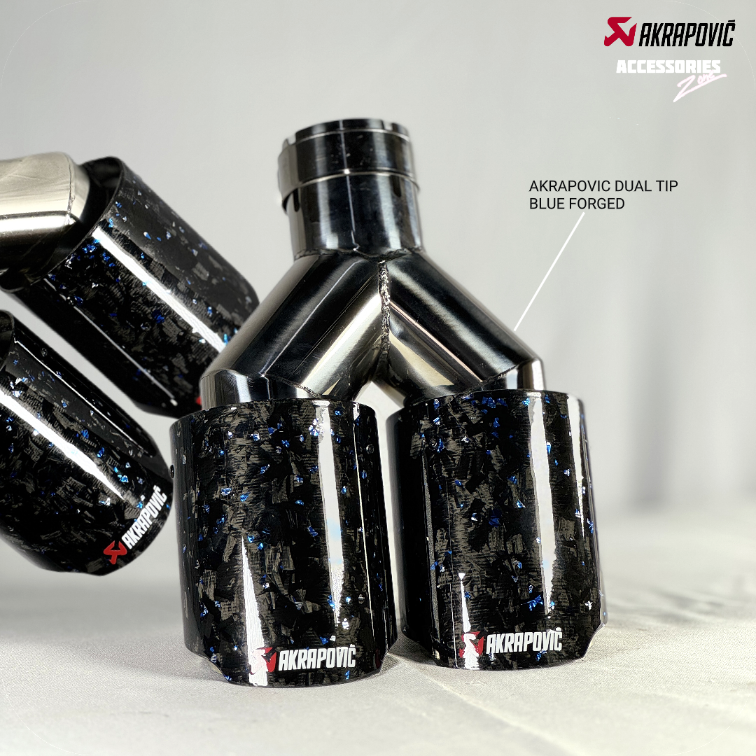Dual blue forged akrapovic carbon fibre tip