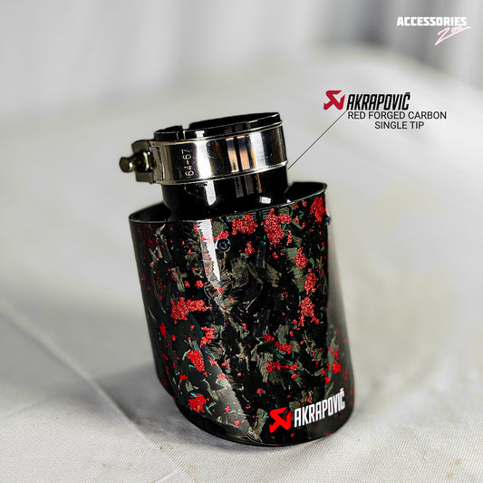 Single red forged carbon akrapovic tip