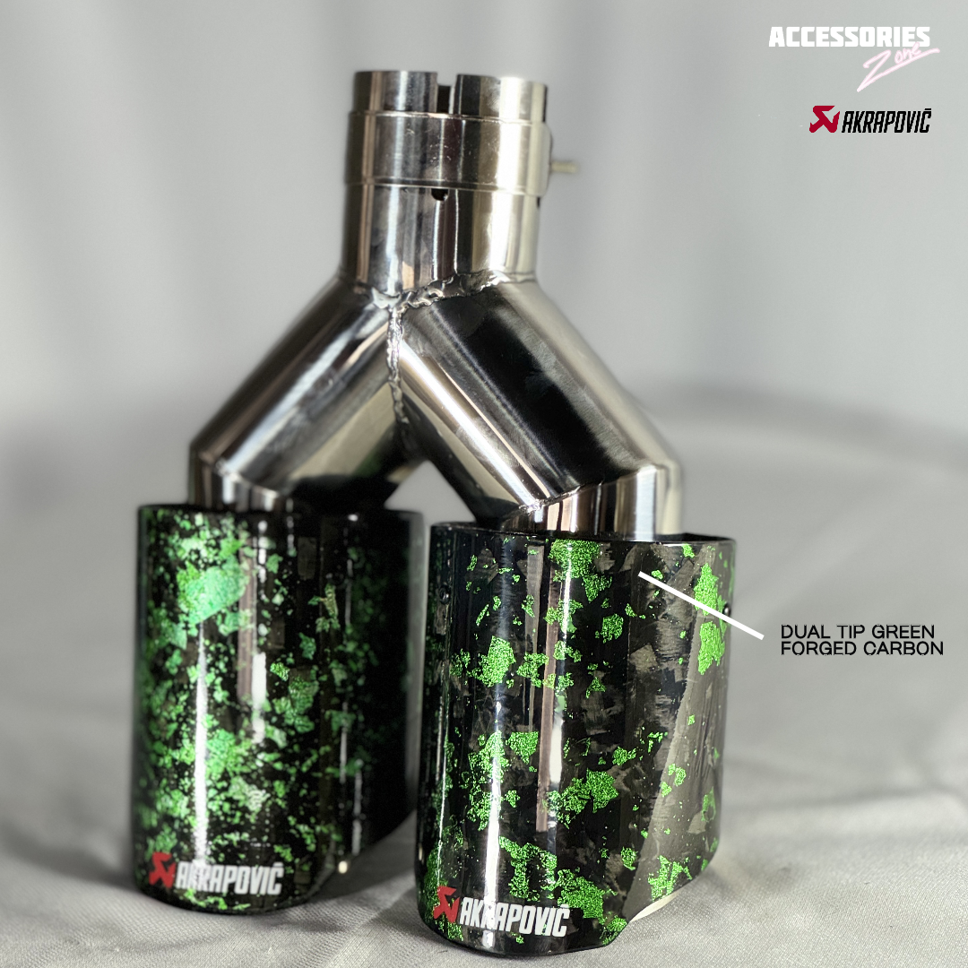 Dual green carbon forged akrapovic tip