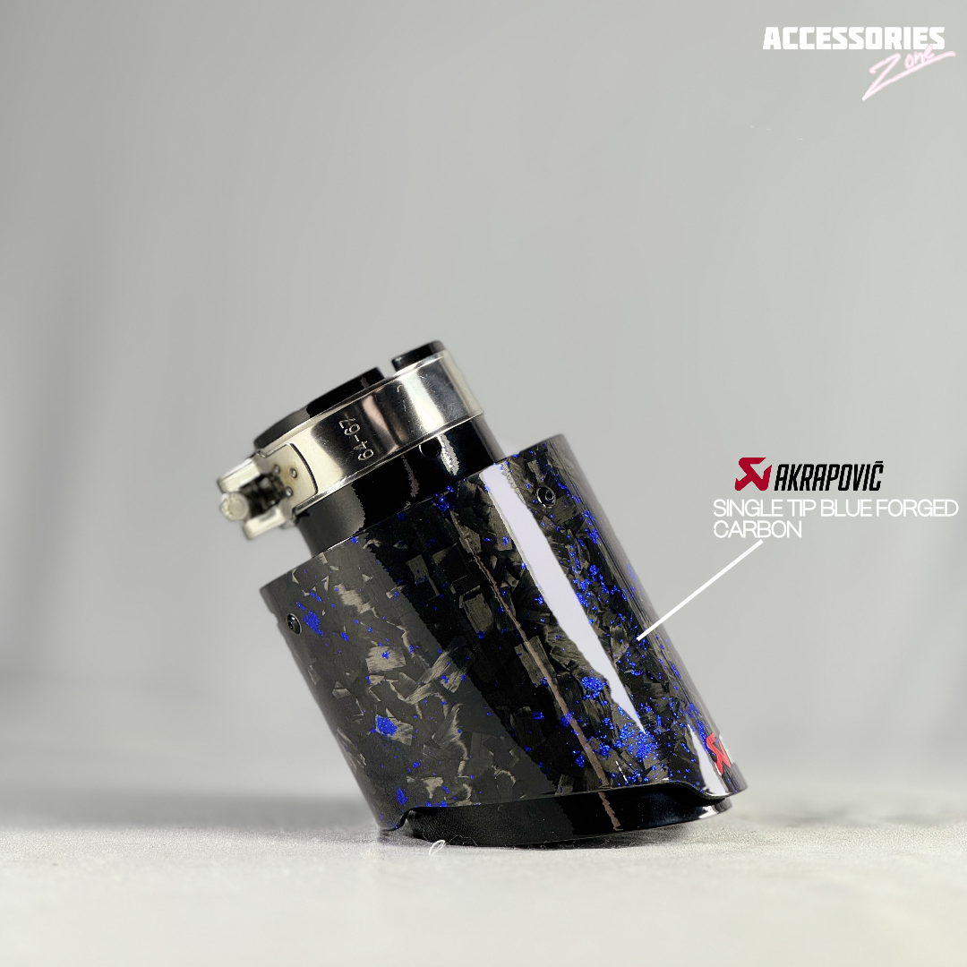 Blue forged carbon akrapovic tip |  Black base