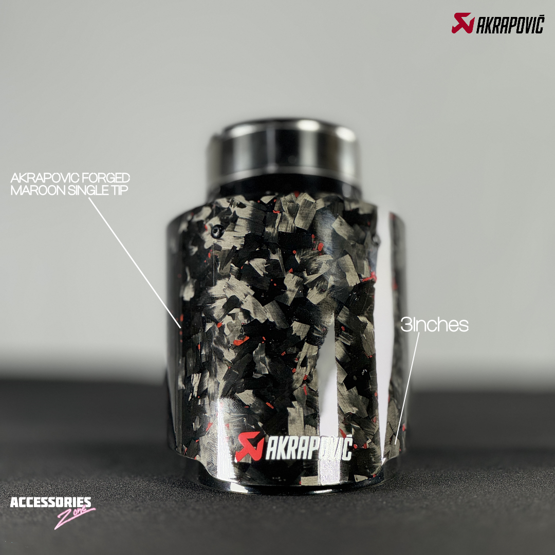 single maroon forged akrapovic carbon tip