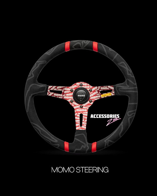 MOMO RED ALCANTARA STEERING WHEEL