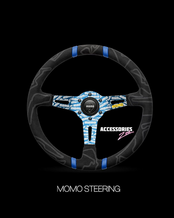 compare product MOMO BLUE ALCANTARA STEERING WHEEL