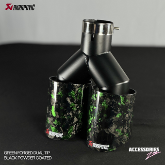 compare product AKRAPOVIC GREEN FORGED CARBON DUAL TIP | POWDER COATED