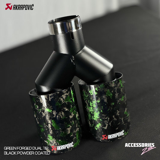 AKRAPOVIC GREEN FORGED CARBON DUAL TIP | POWDER COATED