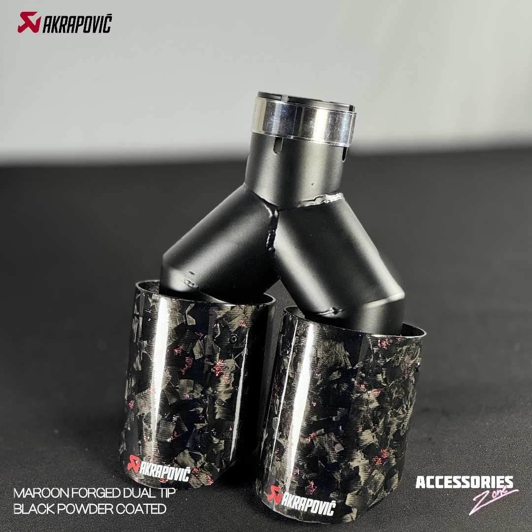 AKRAPOVIC RED FORGED CARBON DUAL TIP | POWDER COATED