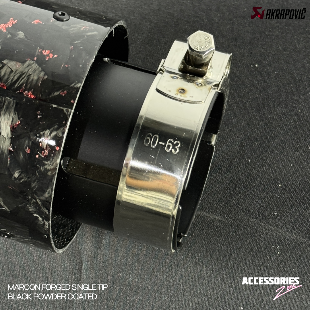 RED FORGED CARBON AKRAPOVIC SINGLE TIP | POWDER COATED