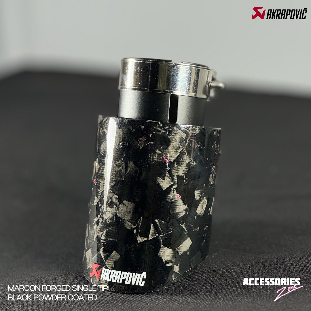 RED FORGED CARBON AKRAPOVIC SINGLE TIP | POWDER COATED