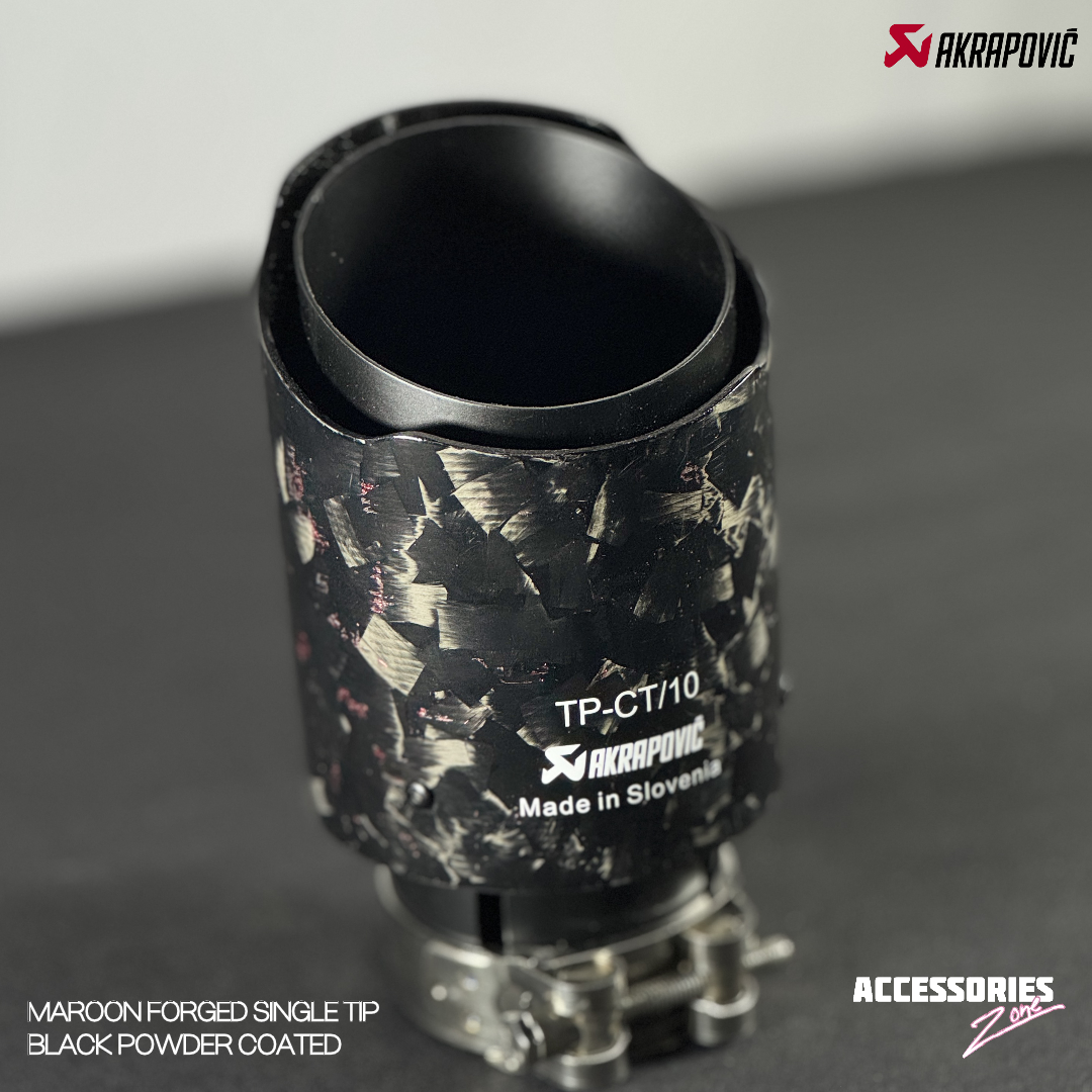 RED FORGED CARBON AKRAPOVIC SINGLE TIP | POWDER COATED
