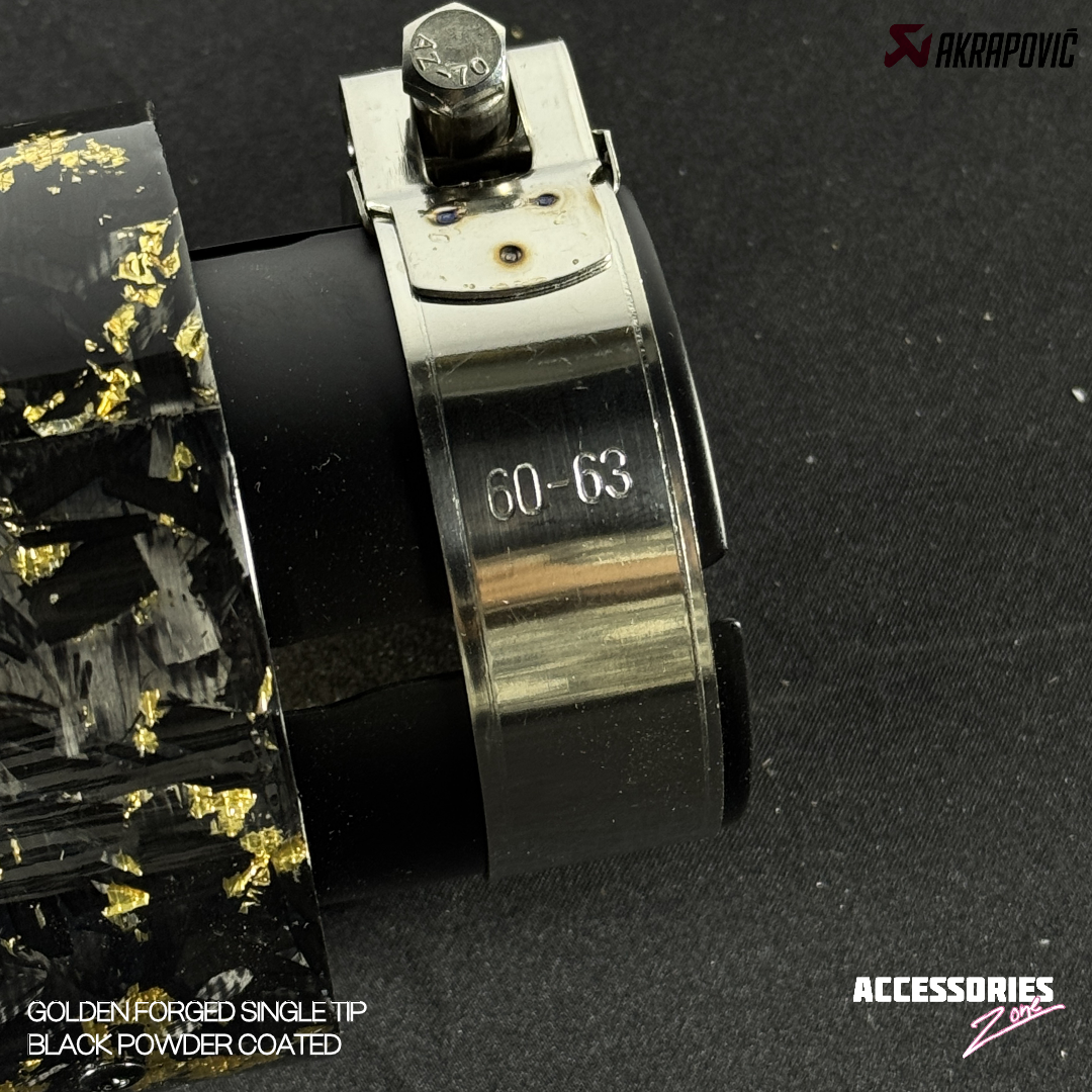 GOLDEN FORGED CARBON AKRAPOVIC SINGLE TIP | POWDER COATED