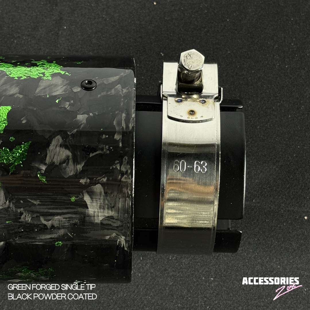 GREEN FORGED CARBON AKRAPOVIC SINGLE TIP | POWDER COATED