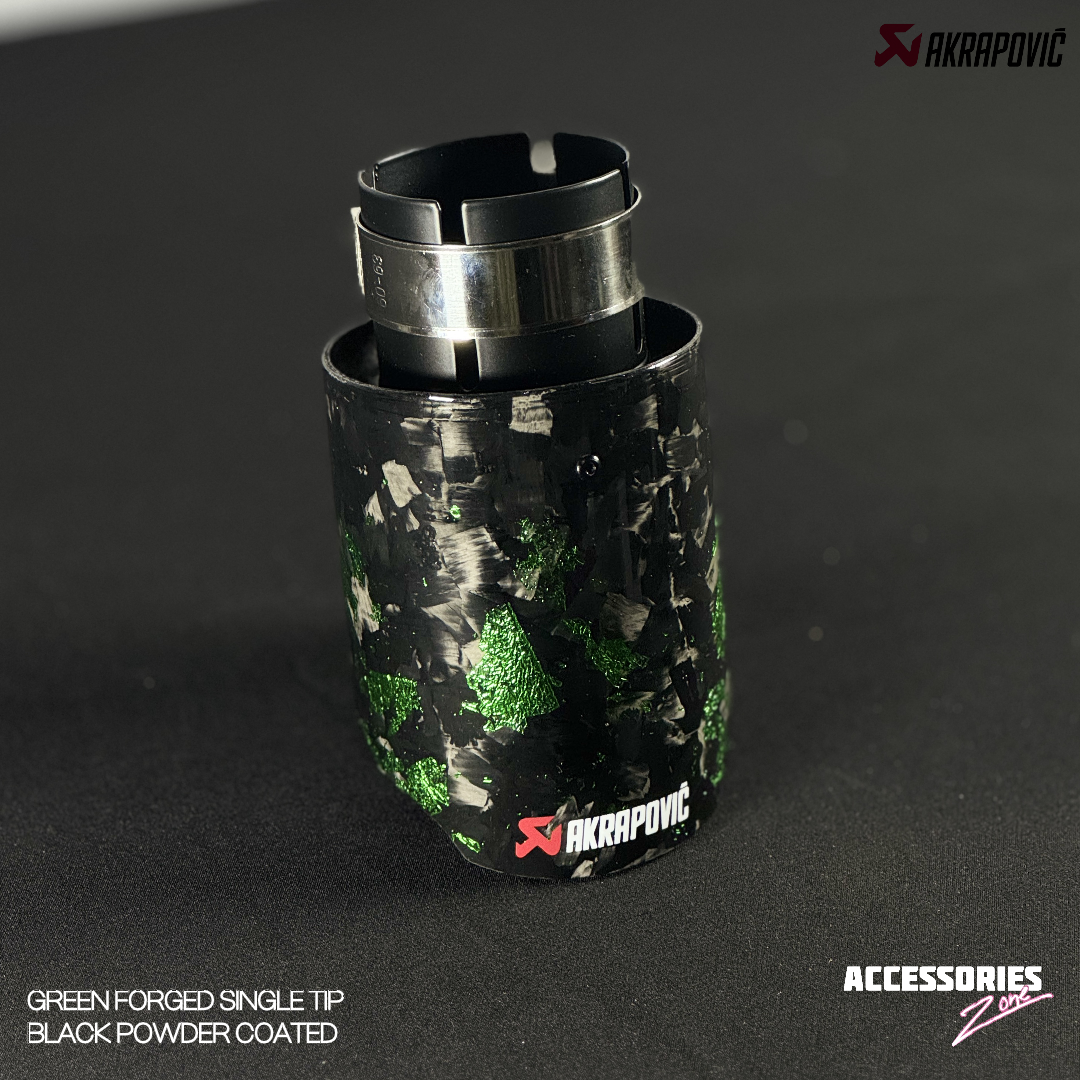 GREEN FORGED CARBON AKRAPOVIC SINGLE TIP | POWDER COATED
