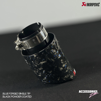 BLUE FORGED CARBON AKRAPOVIC SINGLE TIP | POWDER COATED